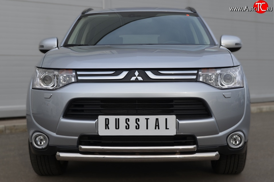 15 649 р. Защита переднего бампера (2 трубыØ63 и 42 мм, нержавейка) Russtal  Mitsubishi Outlander  GF (2012-2014) дорестайлинг  с доставкой в г. Тамбов