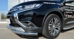 13 449 р. Защита переднего бампера (2 трубыØ63 и 42 мм, нержавейка) Russtal Mitsubishi Outlander GF 2-ой рестайлинг (2015-2018)  с доставкой в г. Тамбов. Увеличить фотографию 2