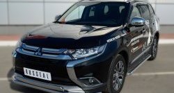 22 949 р. Защита переднего бампера (2 трубыØ75х42 и 63 мм, нержавейка) Russtal Mitsubishi Outlander GF 2-ой рестайлинг (2015-2018)  с доставкой в г. Тамбов. Увеличить фотографию 4