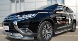 22 949 р. Защита переднего бампера (2 трубыØ75х42 и 63 мм, нержавейка) Russtal Mitsubishi Outlander GF 2-ой рестайлинг (2015-2018)  с доставкой в г. Тамбов. Увеличить фотографию 1