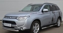 15 599 р. Защита переднего бампера (2 трубыØ76 и 42 мм, нержавейка) SLITKOFF Mitsubishi Outlander GF дорестайлинг (2012-2014)  с доставкой в г. Тамбов. Увеличить фотографию 2