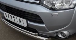 15 599 р. Защита переднего бампера (2 трубыØ76 и 42 мм, нержавейка) SLITKOFF Mitsubishi Outlander GF дорестайлинг (2012-2014)  с доставкой в г. Тамбов. Увеличить фотографию 3