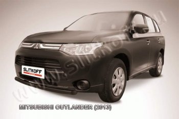 6 599 р. Защита переднего бампер Slitkoff (57 мм, короткая) Mitsubishi Outlander GF дорестайлинг (2012-2014) (Цвет: серебристый)  с доставкой в г. Тамбов. Увеличить фотографию 1