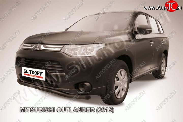 9 199 р. Защита переднего бампера Slitkoff (57мм) Mitsubishi Outlander GF дорестайлинг (2012-2014) (Цвет: серебристый)  с доставкой в г. Тамбов