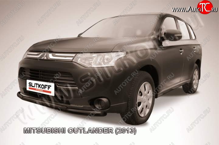 8 549 р. Защита переднего бампер Slitkoff Mitsubishi Outlander GF дорестайлинг (2012-2014) (Цвет: серебристый)  с доставкой в г. Тамбов