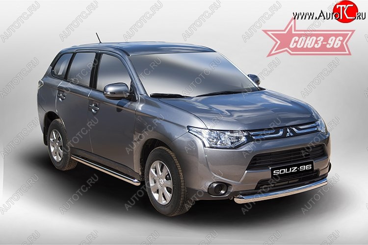 13 274 р. Защита переднего бампера одинарная Souz-96 (d76) Mitsubishi Outlander GF дорестайлинг (2012-2014)  с доставкой в г. Тамбов