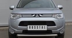 12 499 р. Одинарная защита переднего бампера диаметром 63 мм Russtal Mitsubishi Outlander GF дорестайлинг (2012-2014)  с доставкой в г. Тамбов. Увеличить фотографию 1