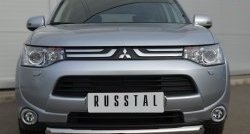 14 599 р. Одинарная защита переднего бампера диаметром 76 мм Russtal Mitsubishi Outlander GF дорестайлинг (2012-2014)  с доставкой в г. Тамбов. Увеличить фотографию 3