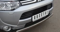 15 649 р. Защита переднего бампера (Ø75х42 мм, нержавейка) Russtal  Mitsubishi Outlander  GF (2012-2014) дорестайлинг  с доставкой в г. Тамбов. Увеличить фотографию 2