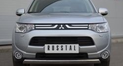 15 649 р. Защита переднего бампера (Ø75х42 мм, нержавейка) Russtal Mitsubishi Outlander GF дорестайлинг (2012-2014)  с доставкой в г. Тамбов. Увеличить фотографию 1