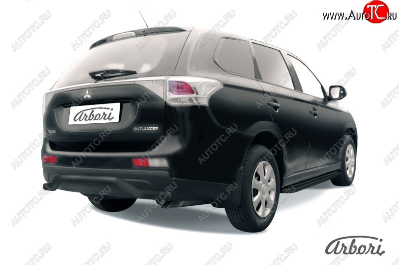 6 209 р. Защита заднего бампера Arbori (волна, черная, 1 труба d57 mm). Mitsubishi Outlander GF дорестайлинг (2012-2014)  с доставкой в г. Тамбов