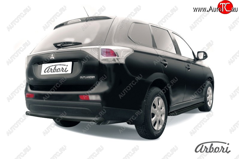 5 399 р. Защита заднего бампера Arbori (уголки, черная, 1 труба d57 mm). Mitsubishi Outlander GF дорестайлинг (2012-2014)  с доставкой в г. Тамбов