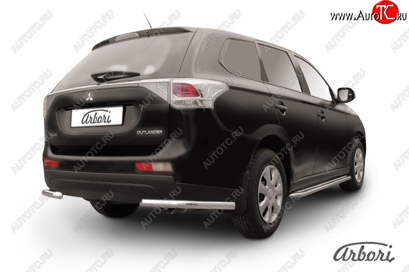 8 909 р. Защита заднего бампера Arbori (уголки, нержавейка, 1 труба d57 mm). Mitsubishi Outlander GF дорестайлинг (2012-2014)  с доставкой в г. Тамбов