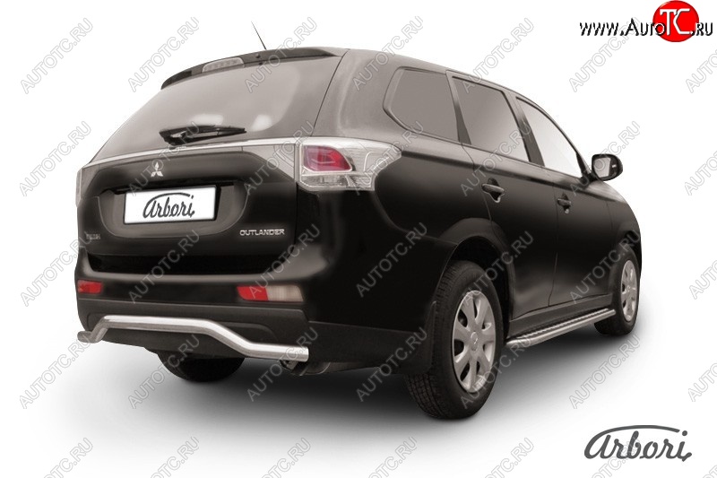 11 789 р. Защита заднего бампера Arbori (нержавейка, 1 труба d57 mm). Mitsubishi Outlander GF дорестайлинг (2012-2014)  с доставкой в г. Тамбов