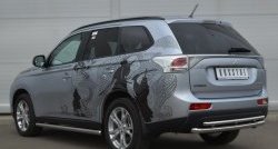 13 999 р. Защита заднего бампера (Ø63 и 42 мм, нержавейка) SLITKOFF  Mitsubishi Outlander  GF (2012-2014) дорестайлинг  с доставкой в г. Тамбов. Увеличить фотографию 4