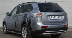 12 699 р. Защита заднего бампера (Ø76 и 42 мм, нержавейка) SLITKOFF Mitsubishi Outlander GF дорестайлинг (2012-2014)  с доставкой в г. Тамбов. Увеличить фотографию 4