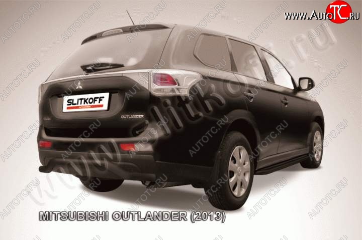 7 249 р. Защита задняя Slitkoff Mitsubishi Outlander GF дорестайлинг (2012-2014) (Цвет: серебристый)  с доставкой в г. Тамбов