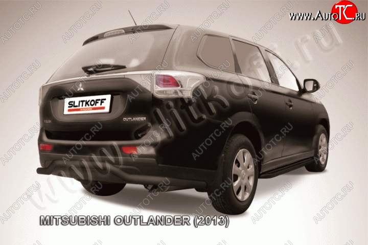 7 999 р. Защита задняя Slitkoff Mitsubishi Outlander GF дорестайлинг (2012-2014) (Цвет: серебристый)  с доставкой в г. Тамбов