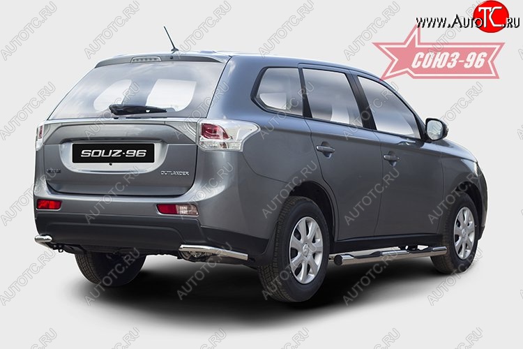 7 784 р. Защита заднего бампера из боковых уголков диаметром 42 мм SOUZ-96 Mitsubishi Outlander GF дорестайлинг (2012-2014)  с доставкой в г. Тамбов