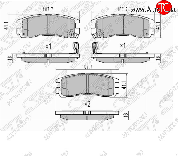 829 р. Комплект задних тормозных колодок SAT  Mitsubishi Pajero ( 2 V30/V40 5 дв.,  2 V20,  2 V30/V40) (1991-1999) дорестайлинг, дорестайлинг, рестайлинг, рестайлинг  с доставкой в г. Тамбов