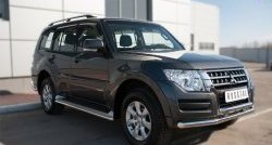 27 849 р. Защита переднего бампера (2 трубыØ63 мм, нержавейка) SLITKOFF Mitsubishi Pajero 4 V90 2-ой рестайлинг (2014-2020)  с доставкой в г. Тамбов. Увеличить фотографию 4