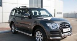 15 849 р. Защита порогов из круглой трубы диаметром 42 мм SLITKOFF  Mitsubishi Pajero  4 V90 (2014-2020) 2-ой рестайлинг  с доставкой в г. Тамбов. Увеличить фотографию 4