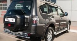 20 449 р. Защита заднего бампера (Ø63 и 42 мм, нержавейка) SLITKOFF Mitsubishi Pajero 4 V90 2-ой рестайлинг (2014-2020)  с доставкой в г. Тамбов. Увеличить фотографию 4