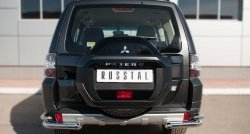 Защита заднего бампера (2 трубы Ø63 и 42 мм уголки, нержавейка) Russtal Mitsubishi Pajero 4 V90 2-ой рестайлинг (2014-2020)