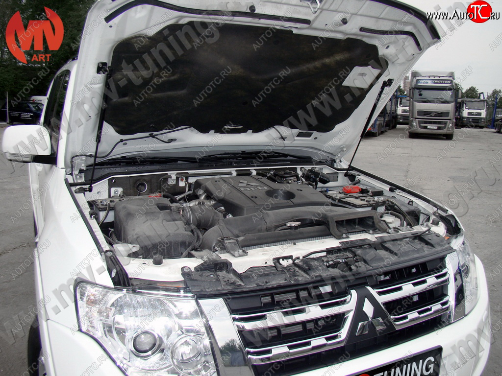 4 099 р. Упор капота MV-Tuning (двойной) Mitsubishi Pajero 4 V80 3 дв. 1-ый рестайлинг (2011-2014)  с доставкой в г. Тамбов