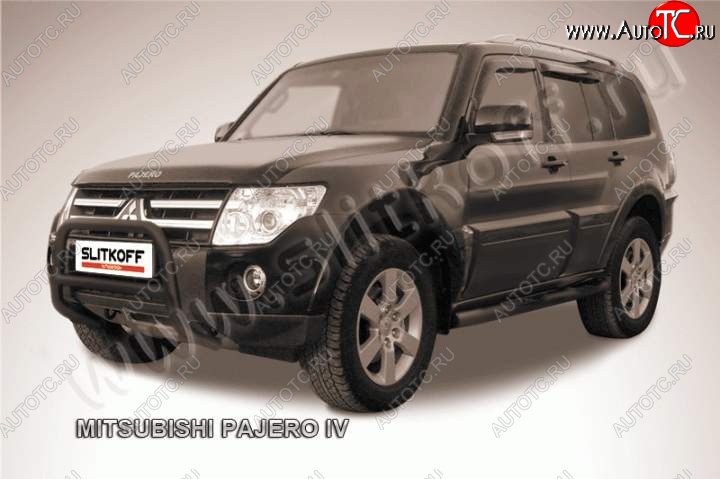 16 899 р. Кенгурятник d57 низкий  Mitsubishi Pajero ( 4 V90,  4 V80) (2006-2015) дорестайлинг, дорестайлинг, 1-ый рестайлинг, 3 дв. 1-ый рестайлинг (Цвет: серебристый)  с доставкой в г. Тамбов