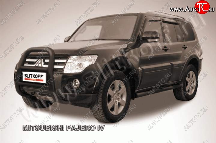 27 449 р. Кенгурятник d76 высокий  Mitsubishi Pajero ( 4 V90,  4 V80) (2006-2015) дорестайлинг, дорестайлинг, 1-ый рестайлинг, 3 дв. 1-ый рестайлинг (Цвет: серебристый)  с доставкой в г. Тамбов