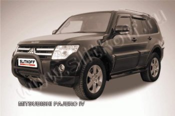 Кенгурятник d76 низкий Mitsubishi (Митсубиси) Pajero (Паджеро) ( 4 V90,  4 V80) (2006-2015) 4 V90, 4 V80 дорестайлинг, дорестайлинг, 1-ый рестайлинг, 3 дв. 1-ый рестайлинг