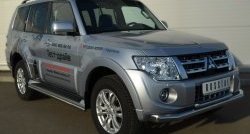 13 349 р. Защита порогов из круглой трубы диаметром 42 мм Russtal Mitsubishi Pajero 4 V90 дорестайлинг (2006-2011) (Защита порогов с со скосами на торцах (вариант 1))  с доставкой в г. Тамбов. Увеличить фотографию 7