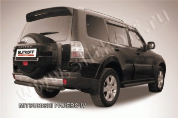 7 649 р. Защита задняя Slitkoff  Mitsubishi Pajero  4 V90 (2006-2020) дорестайлинг, 1-ый рестайлинг, 2-ой рестайлинг (Цвет: серебристый)  с доставкой в г. Тамбов. Увеличить фотографию 1