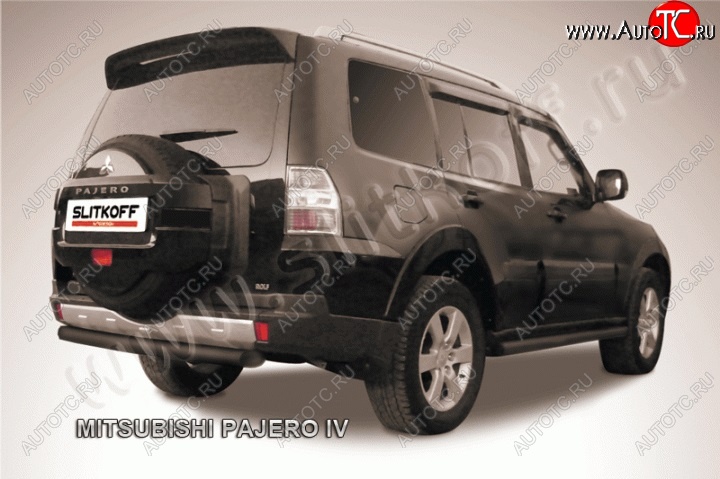 7 649 р. Защита задняя Slitkoff  Mitsubishi Pajero  4 V90 (2006-2020) дорестайлинг, 1-ый рестайлинг, 2-ой рестайлинг (Цвет: серебристый)  с доставкой в г. Тамбов