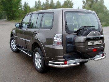 26 699 р. Защита заднего бампера (уголки двойные) ТСС 76,1/42,4 мм  Mitsubishi Pajero  4 V90 (2006-2011) дорестайлинг  с доставкой в г. Тамбов. Увеличить фотографию 1