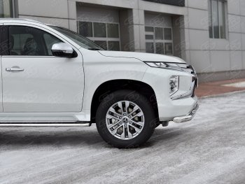 20 999 р. Защита переднего бампера (2 трубы Ø76 и 42 мм, нержавейка) SLITKOFF  Mitsubishi Pajero Sport  QF (2019-2022) рестайлинг  с доставкой в г. Тамбов. Увеличить фотографию 4