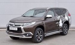 21 449 р. Защита переднего бампера (Ø63 мм, нержавейка) SLITKOFF Mitsubishi Pajero Sport QE дорестайлинг (2015-2021)  с доставкой в г. Тамбов. Увеличить фотографию 2