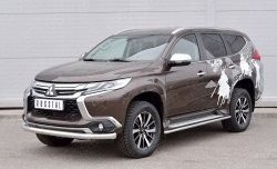 15 199 р. Защита переднего бампера (Ø76 мм, нержавейка) SLITKOFF Mitsubishi Pajero Sport QE дорестайлинг (2015-2021)  с доставкой в г. Тамбов. Увеличить фотографию 2