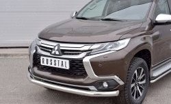 15 199 р. Защита переднего бампера (Ø76 мм, нержавейка) SLITKOFF Mitsubishi Pajero Sport QE дорестайлинг (2015-2021)  с доставкой в г. Тамбов. Увеличить фотографию 3