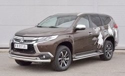 17 449 р. Защита переднего бампера (2 трубыØ76 и 42 мм, нержавейка) SLITKOFF Mitsubishi Pajero Sport QE дорестайлинг (2015-2021)  с доставкой в г. Тамбов. Увеличить фотографию 2