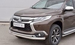 17 449 р. Защита переднего бампера (2 трубыØ76 и 42 мм, нержавейка) SLITKOFF Mitsubishi Pajero Sport QE дорестайлинг (2015-2021)  с доставкой в г. Тамбов. Увеличить фотографию 3