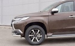 17 449 р. Защита переднего бампера (2 трубыØ76 и 42 мм, нержавейка) SLITKOFF Mitsubishi Pajero Sport QE дорестайлинг (2015-2021)  с доставкой в г. Тамбов. Увеличить фотографию 4