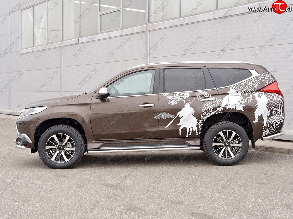 17 299 р. Защита порогов из круглой трубы диаметром 42 мм SLITKOFF  Mitsubishi Pajero Sport  QE (2015-2021) дорестайлинг  с доставкой в г. Тамбов