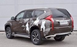 13 699 р. Защита заднего бампера (Ø63 мм уголки, нержавейка) SLITKOFF Mitsubishi Pajero Sport QE дорестайлинг (2015-2021)  с доставкой в г. Тамбов. Увеличить фотографию 2