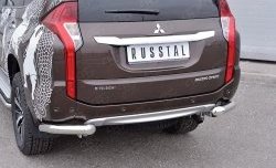 15 999 р. Защита заднего бампера (Ø76 мм уголки, нержавейка) Russtal Mitsubishi Pajero Sport QE дорестайлинг (2015-2021)  с доставкой в г. Тамбов. Увеличить фотографию 3