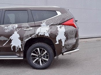 21 899 р. Защита заднего бампера (Ø63 мм, нержавейка) SLITKOFF  Mitsubishi Pajero Sport  QE (2015-2021) дорестайлинг (лист - нержавейка, профиль - нержавейка)  с доставкой в г. Тамбов. Увеличить фотографию 2