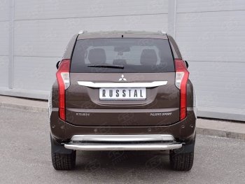 21 899 р. Защита заднего бампера (Ø63 мм, нержавейка) SLITKOFF  Mitsubishi Pajero Sport  QE (2015-2021) дорестайлинг (лист - нержавейка, профиль - нержавейка)  с доставкой в г. Тамбов. Увеличить фотографию 3