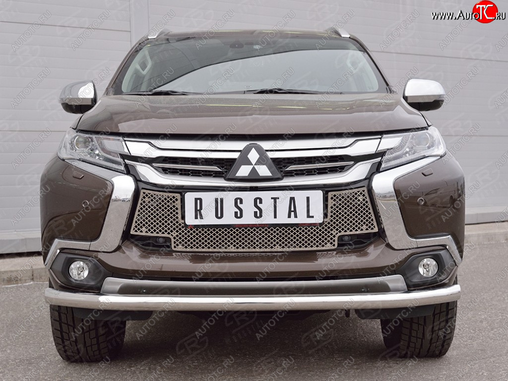 4 299 р. Сетка нижнего воздухозаборника (нержавеющая сталь) Russtal Mitsubishi Pajero Sport QE дорестайлинг (2015-2021)  с доставкой в г. Тамбов