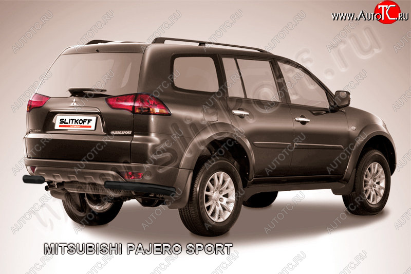 4 549 р. Защита заднего бампера (уголки, сталь окрашенная, Ø57 мм)  Mitsubishi Pajero Sport  PB (2008-2013) дорестайлинг (Цвет: серебристый)  с доставкой в г. Тамбов